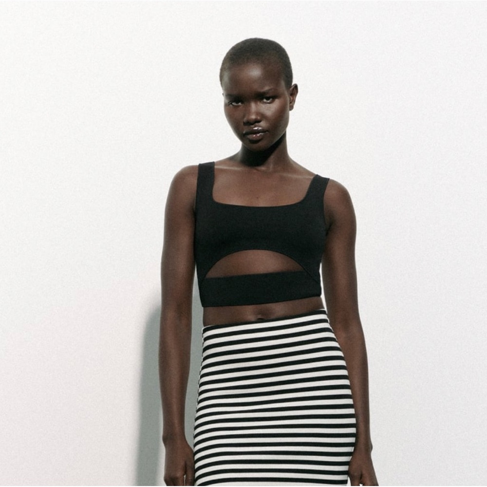 Black Cut Crop Top